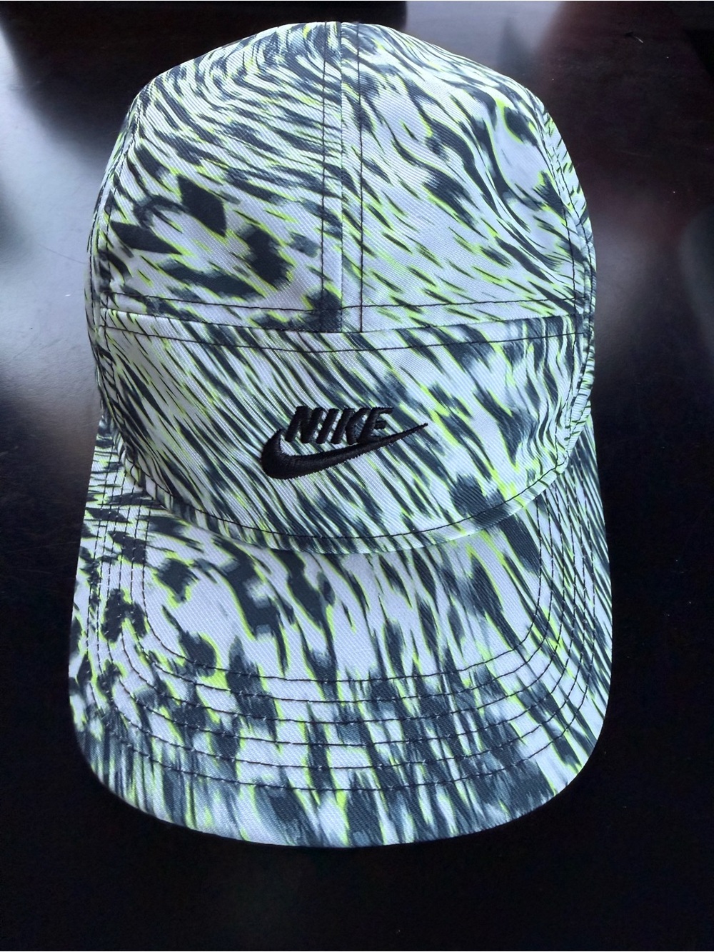 Nike AW84 5 Panel Hat Neon Abstract Print Running Cap Adjustable Rare